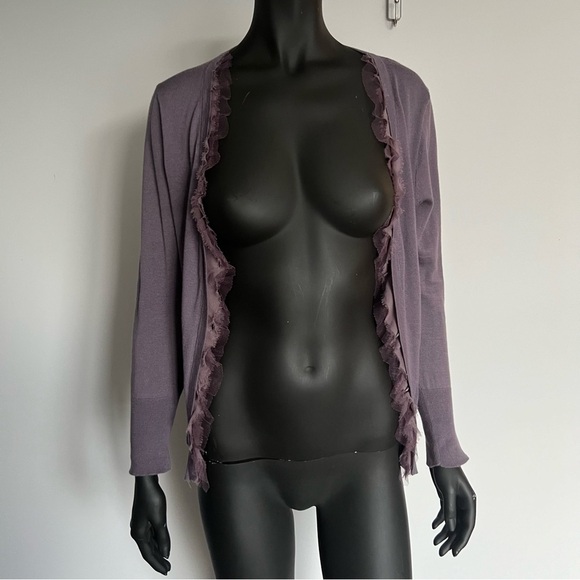 ⚪️🪽VTG JCREW/ SILK COTTON WOOL PURPLE SOFT KNIT CARDIGAN - Picture 6 of 9